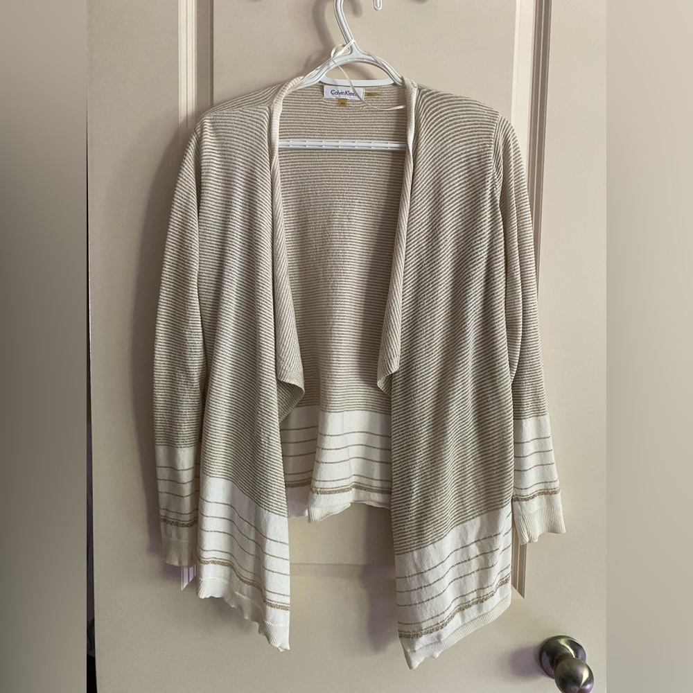 Calvin Klein white/gold cardigan medium